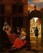 HOOCH, Pieter de Musical Party in a Courtyard sg oil painting reproduction